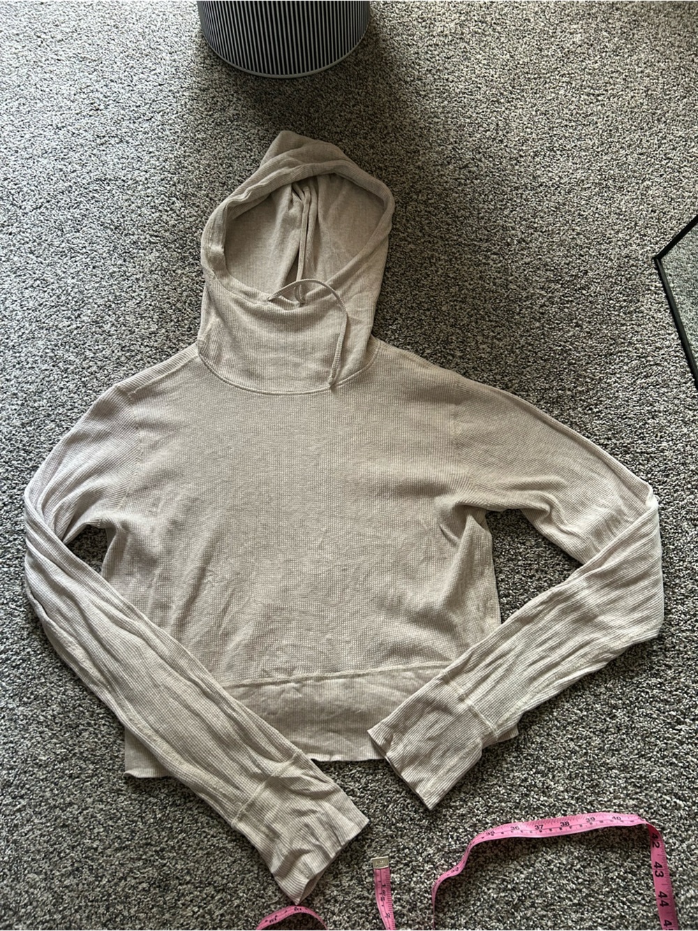 Prana Tan Waffle Knit Hoodie Top